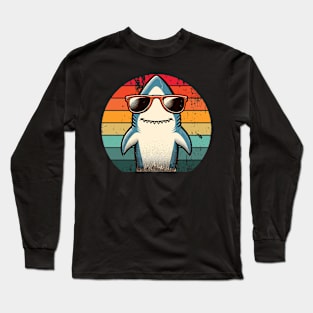 Cool Retro Shark in Sunglasses 70s 80s 90s Funny Shark Long Sleeve T-Shirt